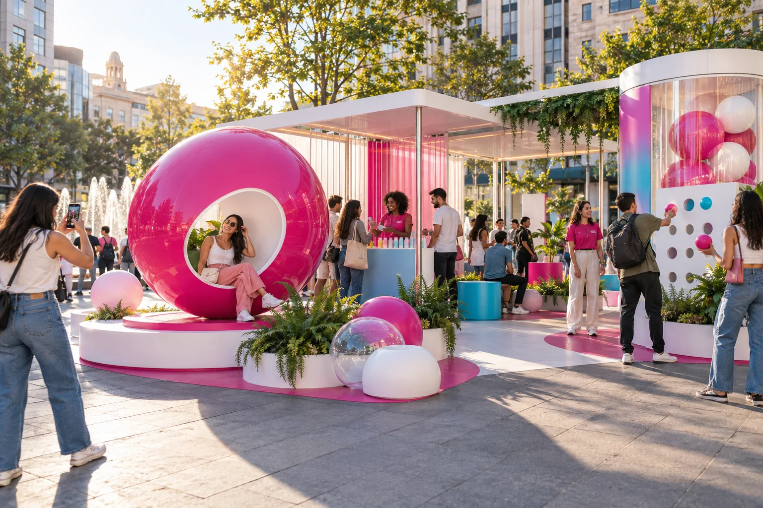 Activación de marca con instalación modular en una plaza