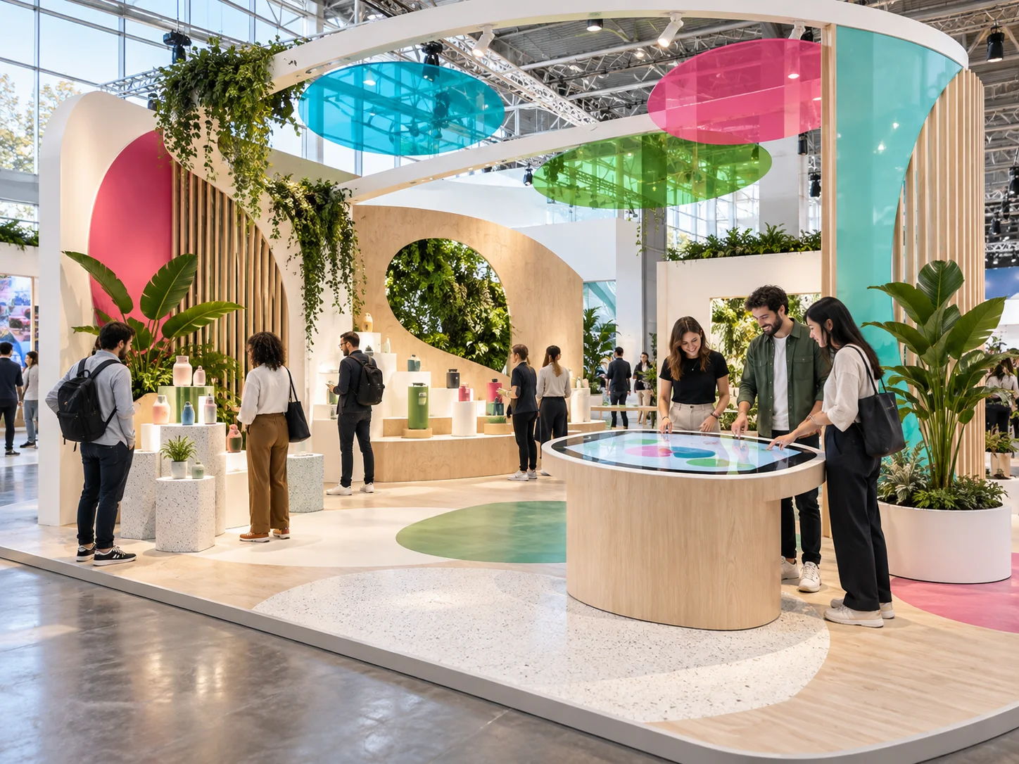 Stand creativo e interactivo en una feria
